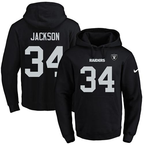Nike Raiders #34 Bo Jackson Black Name & Number Pullover NFL Hoodie