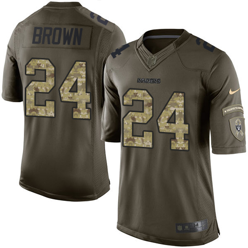 Nike Raiders #24 Willie Brown Green Men's Stitched NFL Limited Salute to Service Jersey