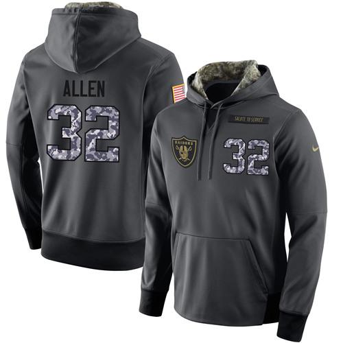 NFL Men's Nike Oakland Raiders #32 Marcus Allen Stitched Black Anthracite Salute to Service Player Performance Hoodie