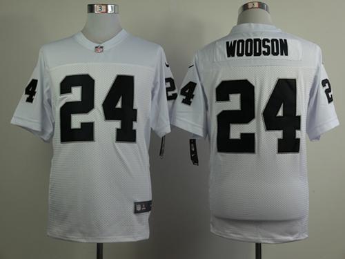 Nike Raiders #24 Charles Woodson White Men's Stitched NFL Elite Jersey