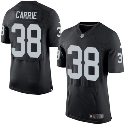 Nike Raiders #38 T.J. Carrie Black Team Color Men's Stitched NFL New Elite Jersey