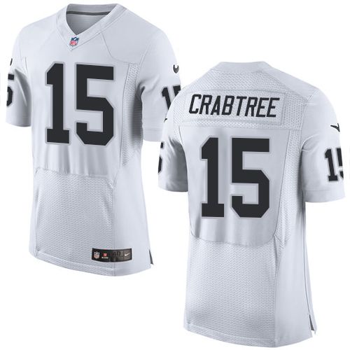Nike Raiders #15 Michael Crabtree White Men's Stitched NFL New Elite Jersey