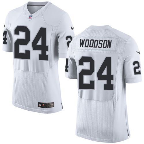 Nike Raiders #24 Charles Woodson White Men's Stitched NFL New Elite Jersey