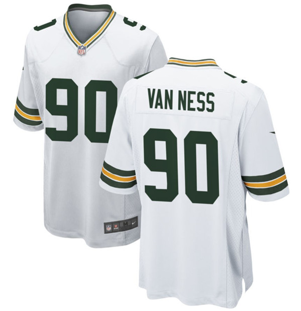 Men's Green Bay Packers #90 Lukas Van Ness White Stitched Game Jersey