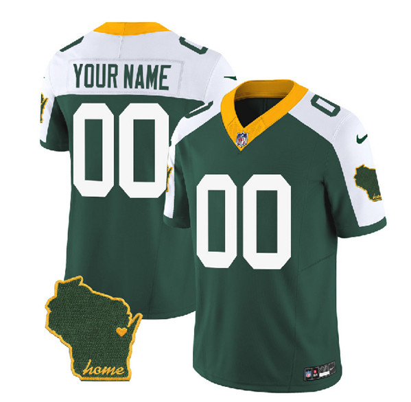 Men's Green Bay Packers Customized Green/White 2023 F.U.S.E. Home Patch Vapor Untouchable Limited Stitched Jersey