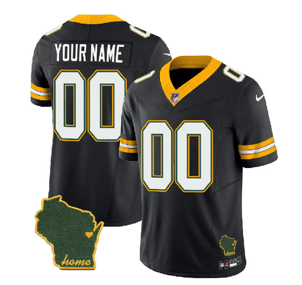 Men's Green Bay Packers Customized Black 2023 F.U.S.E. Home Patch Vapor Untouchable Limited Stitched Jersey