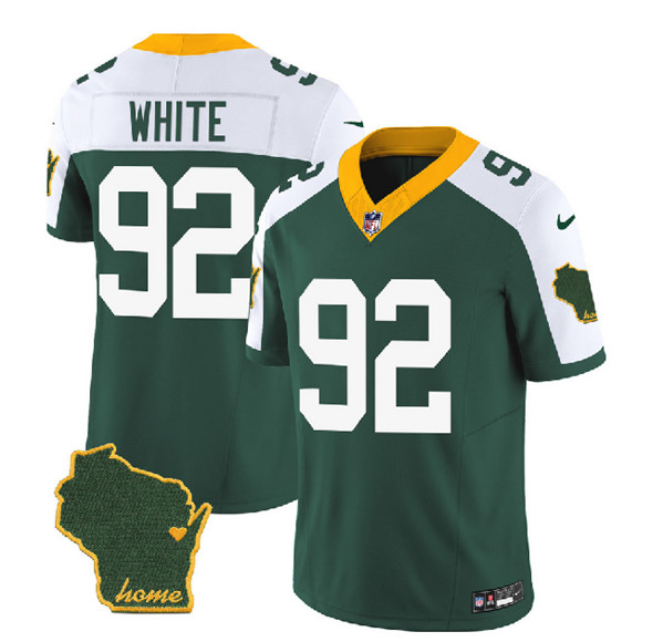 Men's Green Bay Packers #92 Reggie White Green/White 2023 F.U.S.E. Home Patch Vapor Untouchable Limited Stitched Jersey