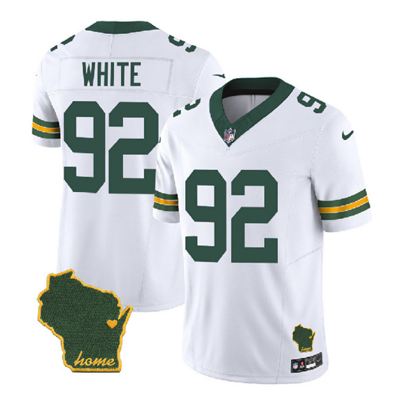 Men's Green Bay Packers #92 Reggie White White Home Patch 2023 F.U.S.E. Vapor Untouchable Limited Stitched Jersey
