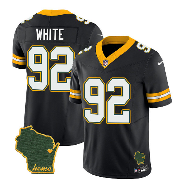 Men's Green Bay Packers #92 Reggie White Black 2023 F.U.S.E. Home Patch Vapor Untouchable Limited Stitched Jersey