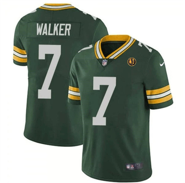 Men's Green Bay Packers #7 Quay Walker Green With John Madden Patch Vapor Limited Throwback Football Stitched Jersey