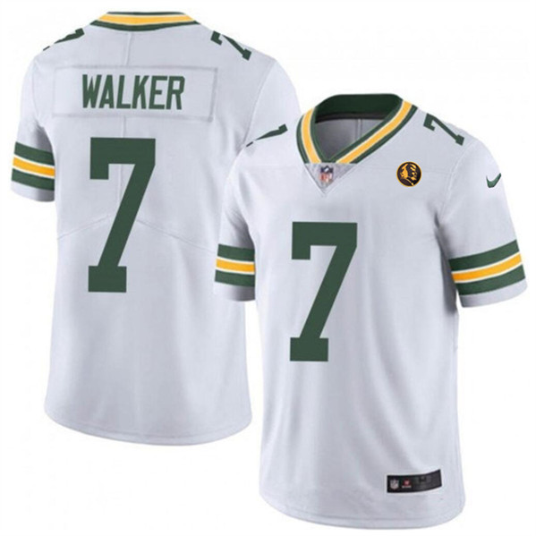 Men's Green Bay Packers #7 Quay Walker White With John Madden Patch Vapor Limited Throwback Football Stitched Jersey
