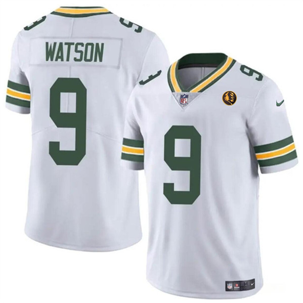 Men's Green Bay Packers #9 Christian Watson White With John Madden Patch Vapor Limited Throwback Football Stitched Jersey