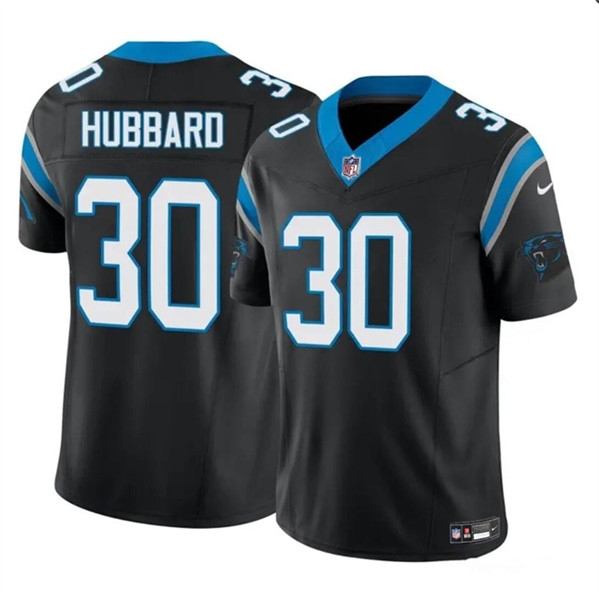 Men's Carolina Panthers #30 Chuba Hubbard Black 2023 F.U.S.E. Vapor Limited Football Stitched Jersey