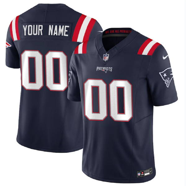 Men's New England Patriots ACTIVE PLAYER Custom Navy 2023 F.U.S.E. Alternate Vapor Untouchable Limited Football Stitched Jersey