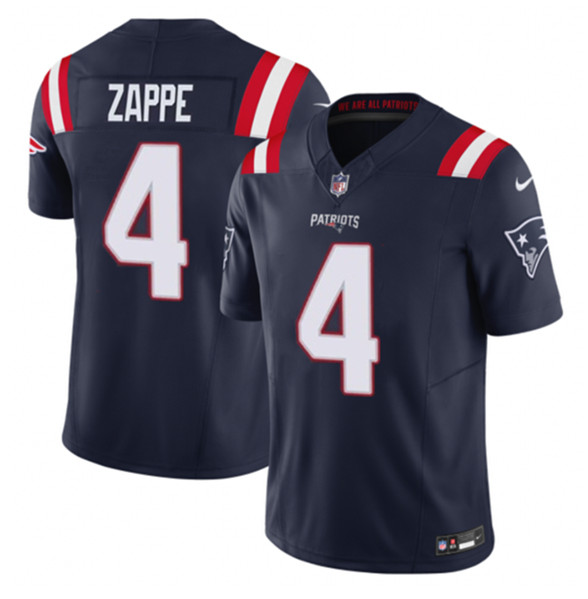 Men's New England Patriots #4 Bailey Zappe Navy 2023 F.U.S.E. Vapor Limited Football Stitched Jersey