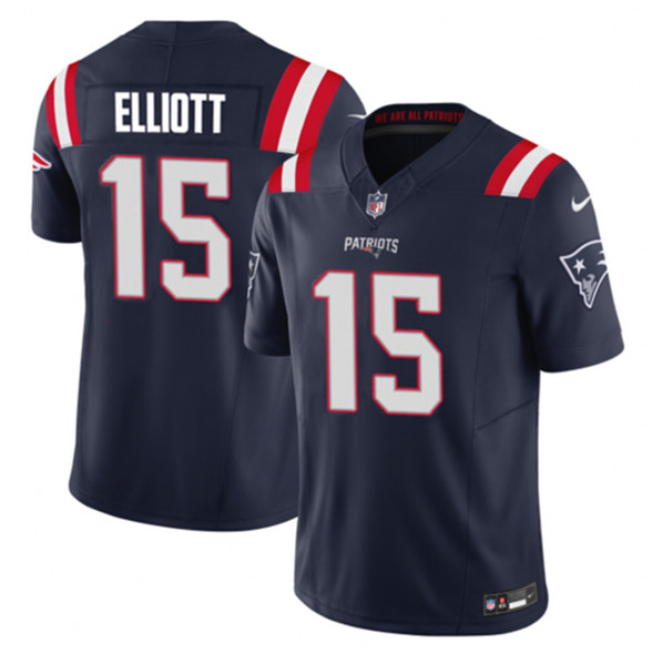 Men's New England Patriots #15 Ezekiel Elliott Navy 2023 F.U.S.E. Vapor Limited Football Stitched Jersey