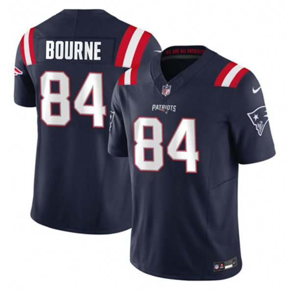 Men's New England Patriots #84 Kendrick Bourne Navy 2023 F.U.S.E. Vapor Limited Football Stitched Jersey