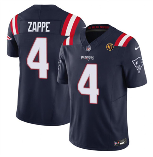 Men's New England Patriots #4 Bailey Zappe Navy 2023 F.U.S.E. With John Madden Patch Vapor Limited Football Stitched Jersey