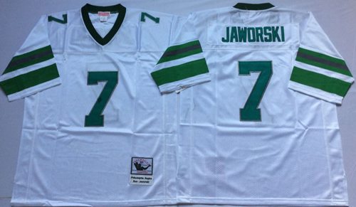 Mitchell And Ness Eagles #7 Ron Jaworski White Throwback Stitched NFL Jersey