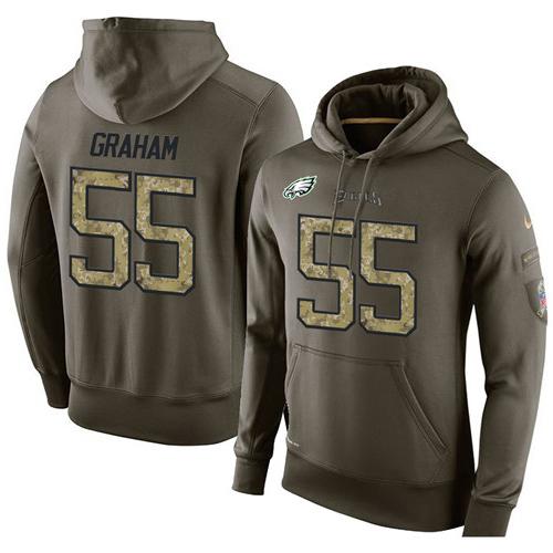 NFL Men's Nike Philadelphia Eagles #55 Brandon Graham Stitched Green Olive Salute To Service KO Performance Hoodie