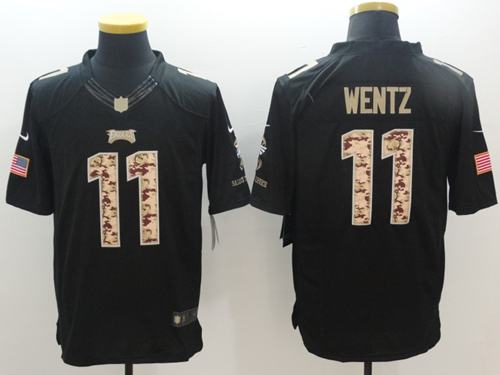 Nike Eagles #11 Carson Wentz Black Men's Stitched NFL Limited Salute to Service Jersey