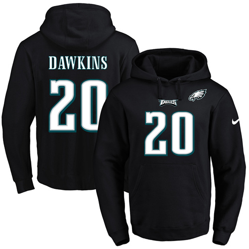 Nike Eagles #20 Brian Dawkins Black Name & Number Pullover NFL Hoodie