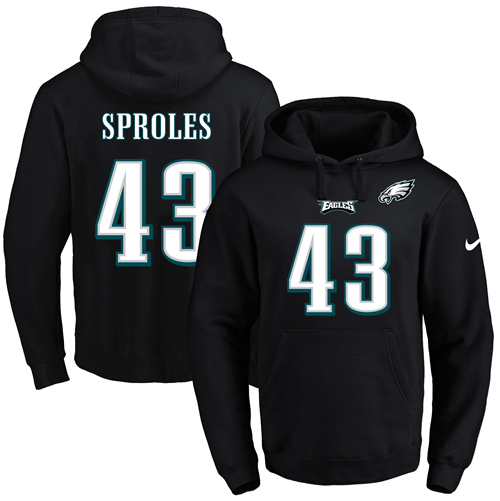 Nike Eagles #43 Darren Sproles Black Name & Number Pullover NFL Hoodie
