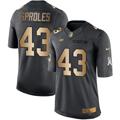 Nike Eagles #43 Darren Sproles Black Men's Stitched NFL Limited Gold Salute To Service Jersey