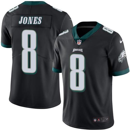 Nike Eagles #8 Donnie Jones Black Men's Stitched NFL Limited Rush Jersey