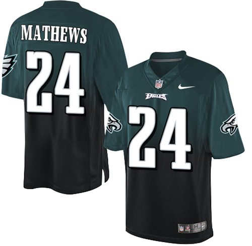 Nike Eagles #24 Ryan Mathews Midnight Green/Black Men's Stitched NFL Elite Fadeaway Fashion Jersey