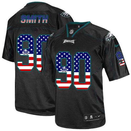 Nike Eagles #90 Marcus Smith Black Men's Stitched NFL Elite USA Flag Fashion Jersey