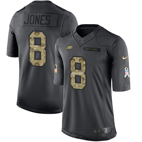 Nike Eagles #8 Donnie Jones Black Men's Stitched NFL Limited 2016 Salute To Service Jersey