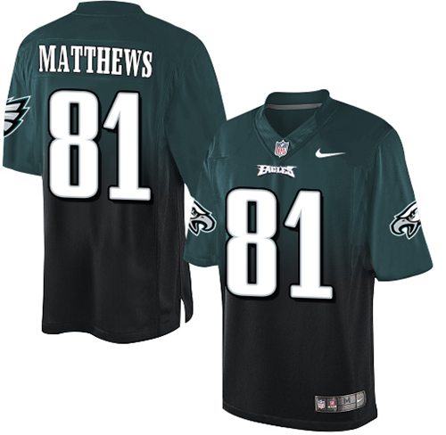 Nike Eagles #81 Jordan Matthews Midnight Green/Black Men's Stitched NFL Elite Fadeaway Fashion Jersey