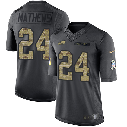 Nike Eagles #24 Ryan Mathews Black Men's Stitched NFL Limited 2016 Salute To Service Jersey