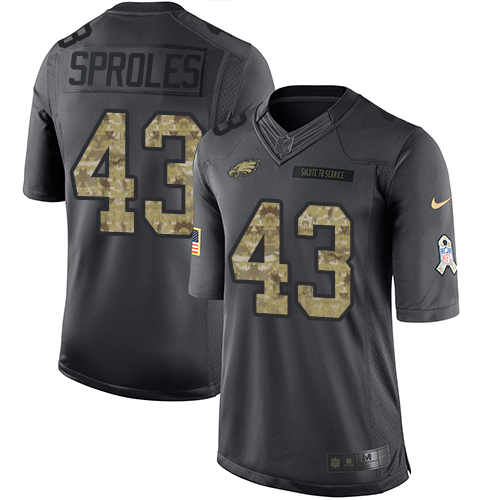 Nike Eagles #43 Darren Sproles Black Men's Stitched NFL Limited 2016 Salute To Service Jersey