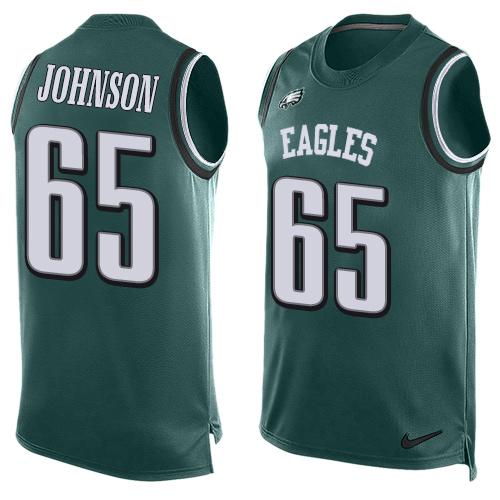 Nike Eagles #65 Lane Johnson Midnight Green Team Color Men's Stitched NFL Limited Tank Top Jersey