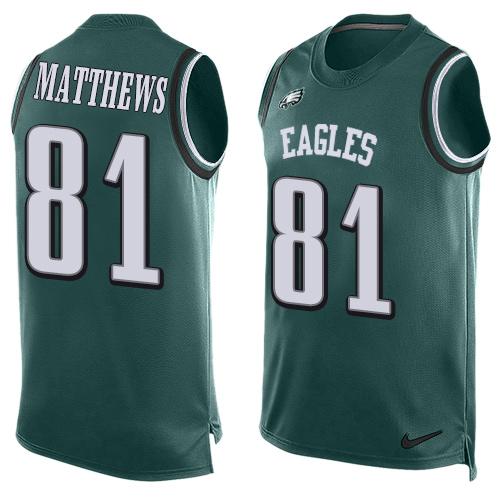 Nike Eagles #81 Jordan Matthews Midnight Green Team Color Men's Stitched NFL Limited Tank Top Jersey