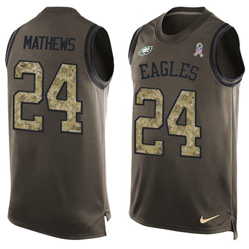 Nike Eagles #24 Ryan Mathews Green Men's Stitched NFL Limited Salute To Service Tank Top Jersey