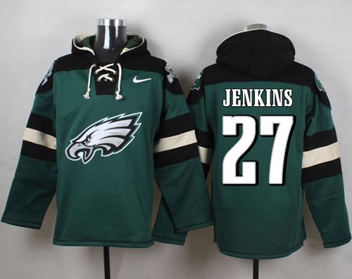 Nike Eagles #27 Malcolm Jenkins Midnight Green Player Pullover NFL Hoodie