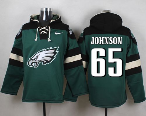 Nike Eagles #65 Lane Johnson Midnight Green Player Pullover NFL Hoodie