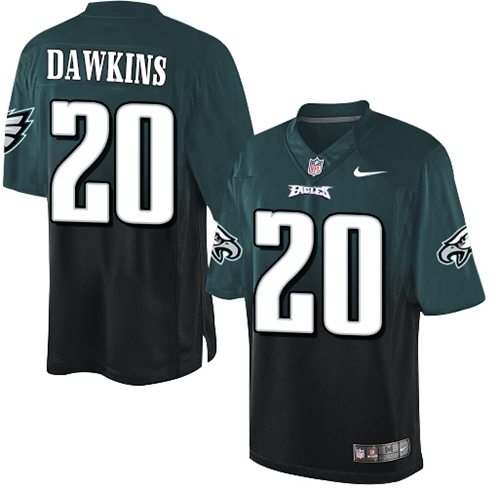 Nike Eagles #20 Brian Dawkins Midnight Green/Black Men's Stitched NFL Elite Fadeaway Fashion Jersey