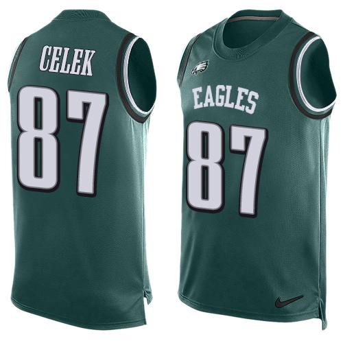 Nike Eagles #87 Brent Celek Midnight Green Team Color Men's Stitched NFL Limited Tank Top Jersey