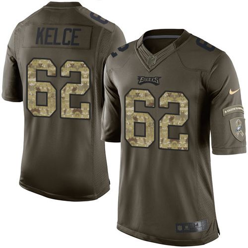 Nike Eagles #62 Jason Kelce Green Men's Stitched NFL Limited Salute to Service Jersey