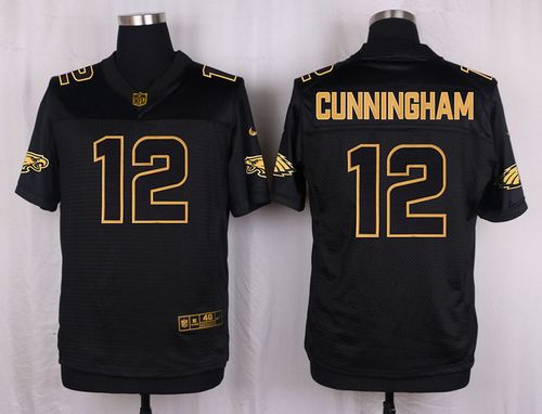 Nike Eagles #12 Randall Cunningham Black Men's Stitched NFL Elite Pro Line Gold Collection Jersey