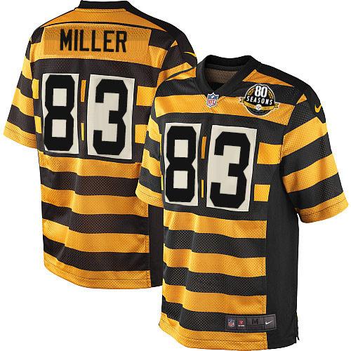 Nike Steelers #83 Heath Miller Yellow/Black Alternate Men's Stitched NFL 80TH Throwback Elite Jersey