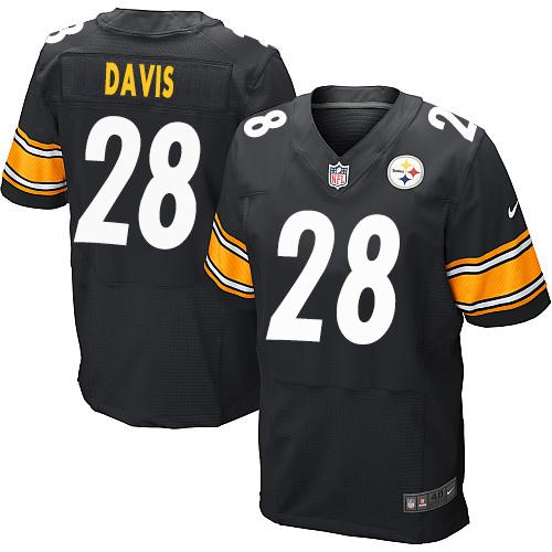 Nike Steelers #28 Sean Davis Black Team Color Men's Stitched NFL Elite Jersey