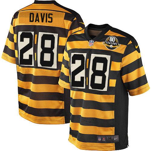 Nike Steelers #28 Sean Davis Yellow/Black Alternate Men's Stitched NFL 80TH Throwback Elite Jersey