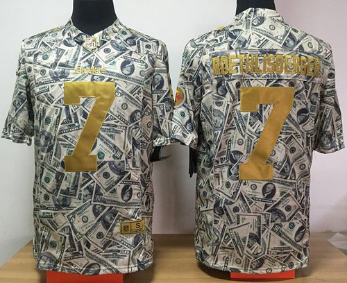 Nike Steelers #7 Ben Roethlisberger Dollar Fashion Men's Stitched NFL Elite Jersey