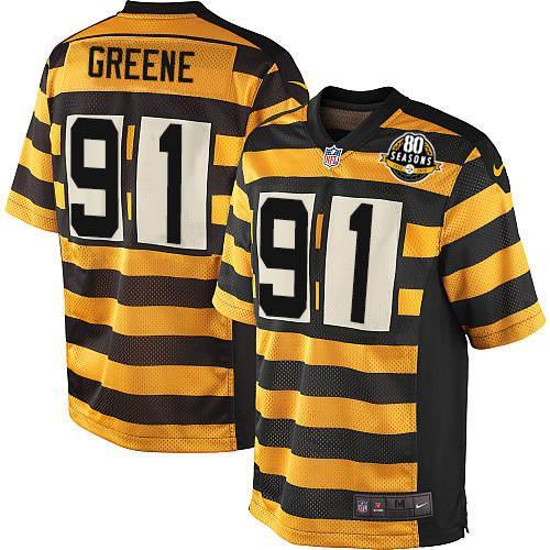 Nike Steelers #91 Kevin Greene Yellow/Black Alternate Men's Stitched NFL 80TH Throwback Elite Jersey