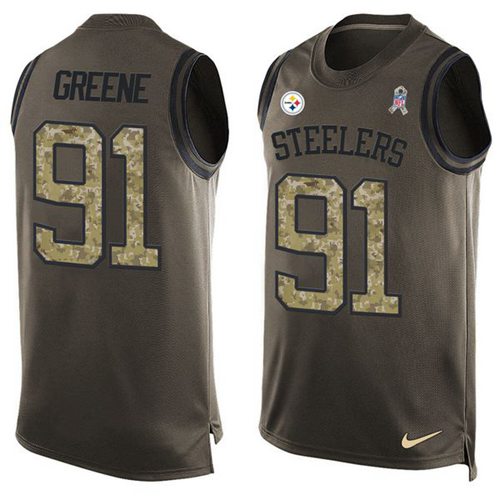 Nike Steelers #91 Kevin Greene Green Men's Stitched NFL Limited Salute To Service Tank Top Jersey